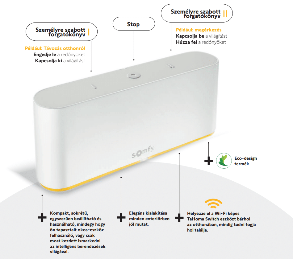 Somfy Tahoma Switch forgatókönyvek